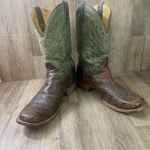Corral Cowboy Boots Mens 10 Shoulder Square Toe A2653 Western Cowboy Green Brown - Picture 4 of 8